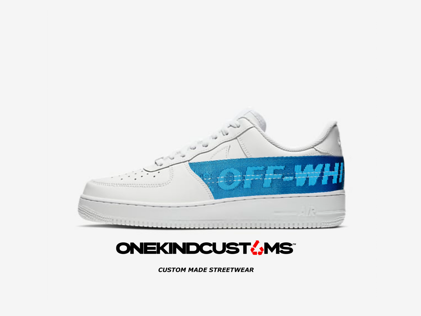 Custom OW Style Nike Trainers | Black, Baby Blue & Neon Green | ONEKIND